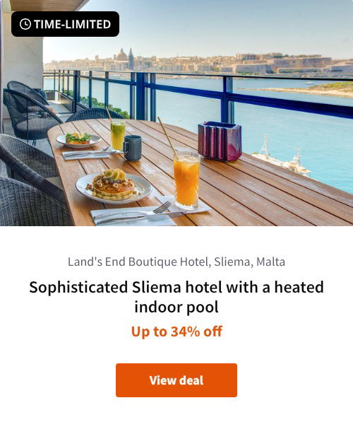Sophisticated Sliema hotel with a heated indoor pool