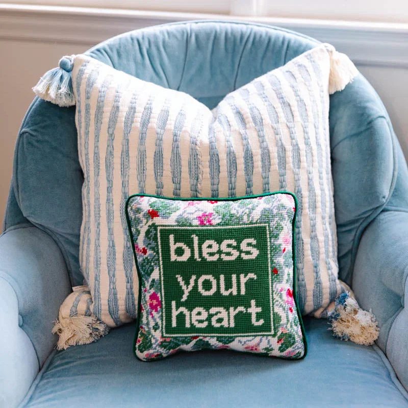 Image of Bless Your Heart Needlepoint Pillow