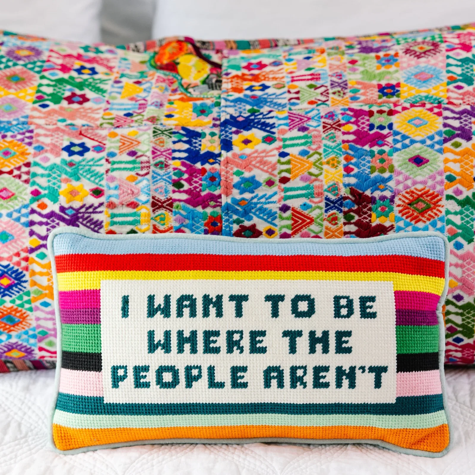 Image of Where the People Aren't Needlepoint Pillow