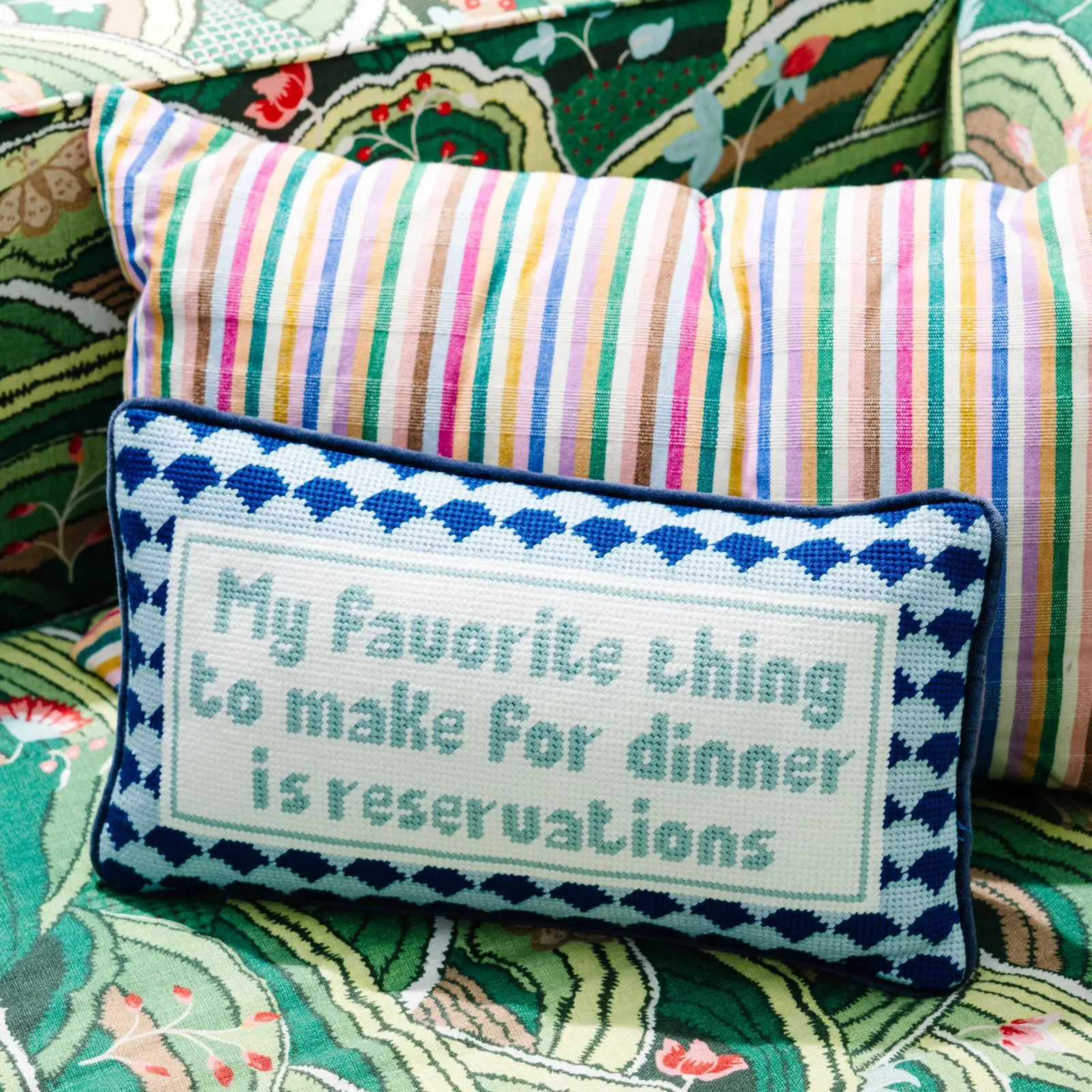 Image of Reservations Needlepoint Pillow