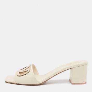 VLogo Size 38.5 Cream Leather 