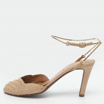 Size 38.5 Beige Leather Studde