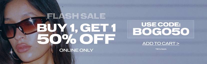 Buy 1, get 1 50% off >