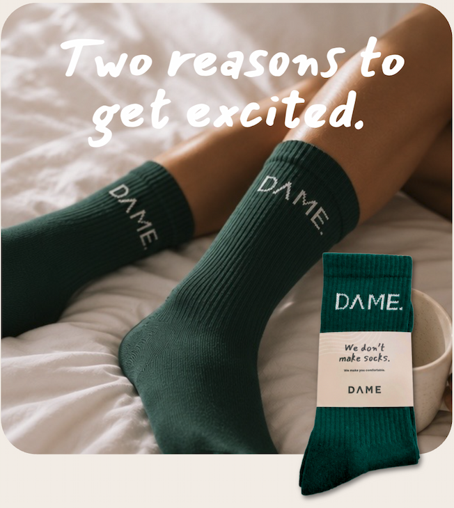 DAME socks on bed