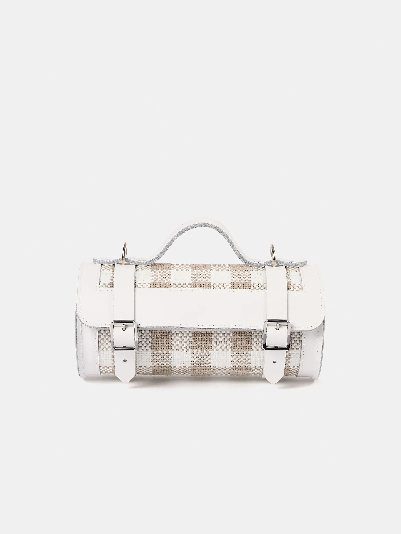 Image of The Mini Bowls Bag - Taupe Plaid & Brilliant White