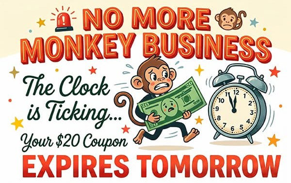 No More Monkey Business - Your $20 Coupon IS Waving Good Bye Bye