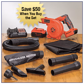Cordless Leaf Blower Vacuum, Battery and Charger Set By LivingSURE™