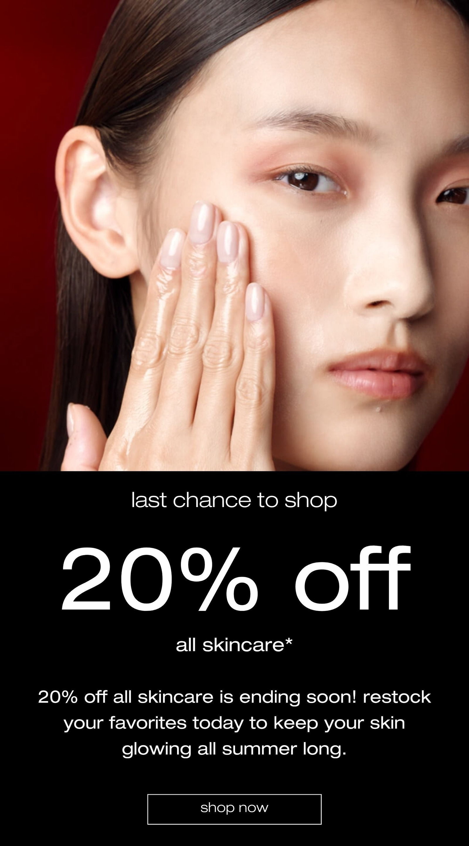shop 20% off all skincare