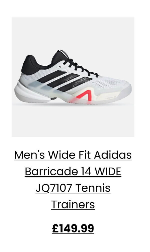 Men's Wide Fit Adidas Barricade 14 WIDE JQ7107 Tennis Trainers £149.99
