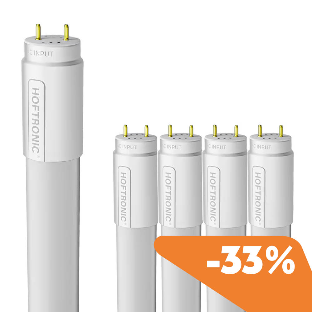 5-pack LED Tubes 150cm - T8 G13 Fitting - 24 Watts 2640 lumens (110/W) - 4000K neutral white - Flicker-free - Replaces 58 Watts (58W/840) - Incl. Starter