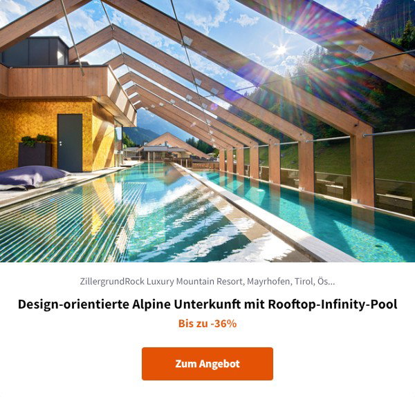 Design-orientierte Alpine Unterkunft mit Rooftop-Infinity-Pool