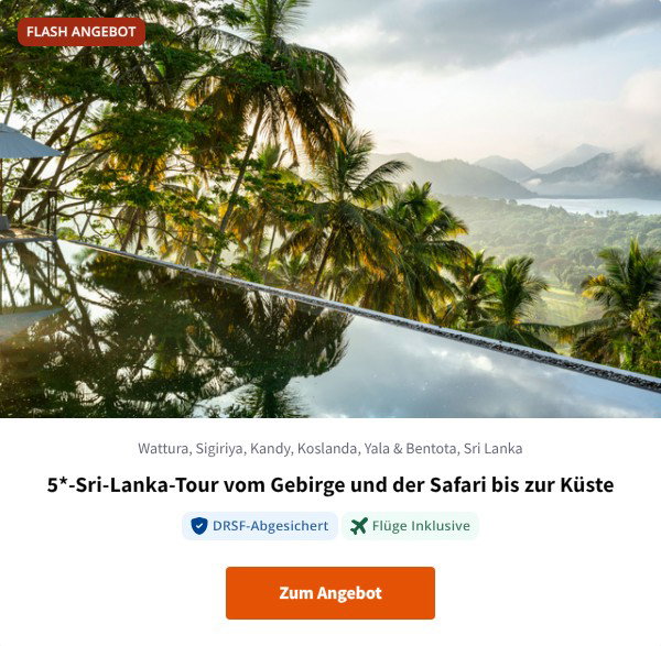 5*-Sri-Lanka-Tour vom Gebirge und der Safari bis zur Küste