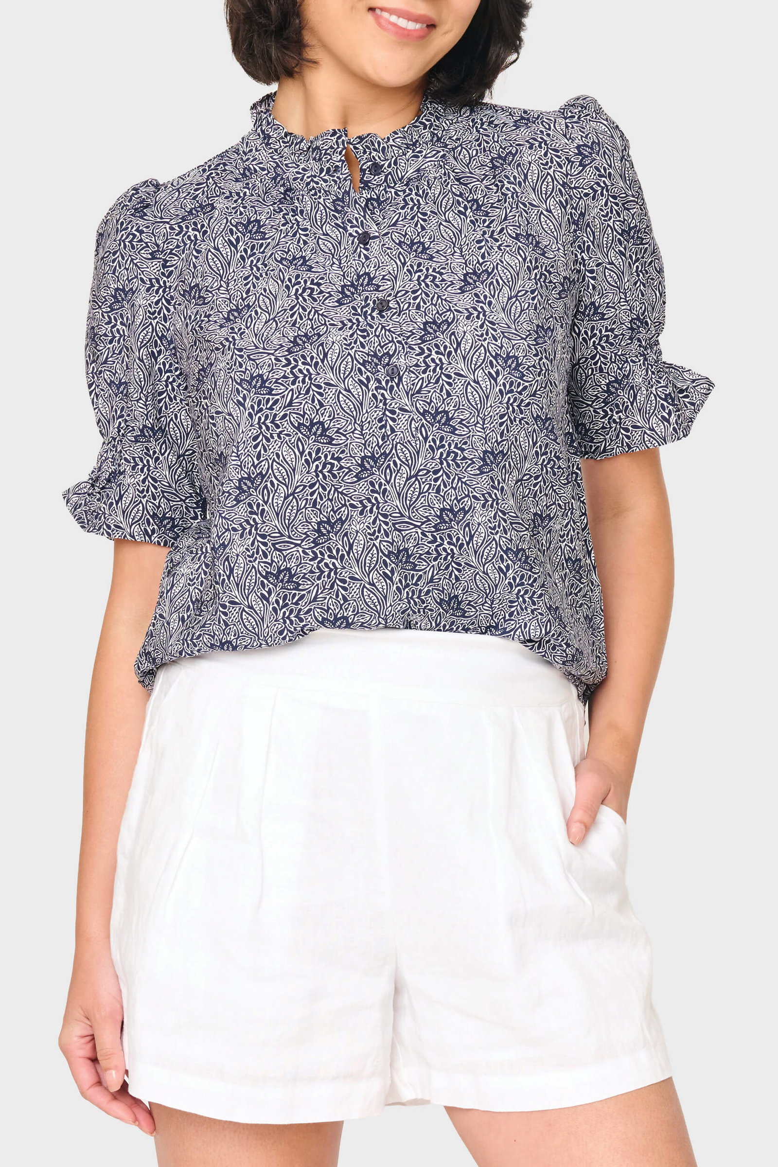 Image of Dianthus Henley Puff Sleeve Blouse