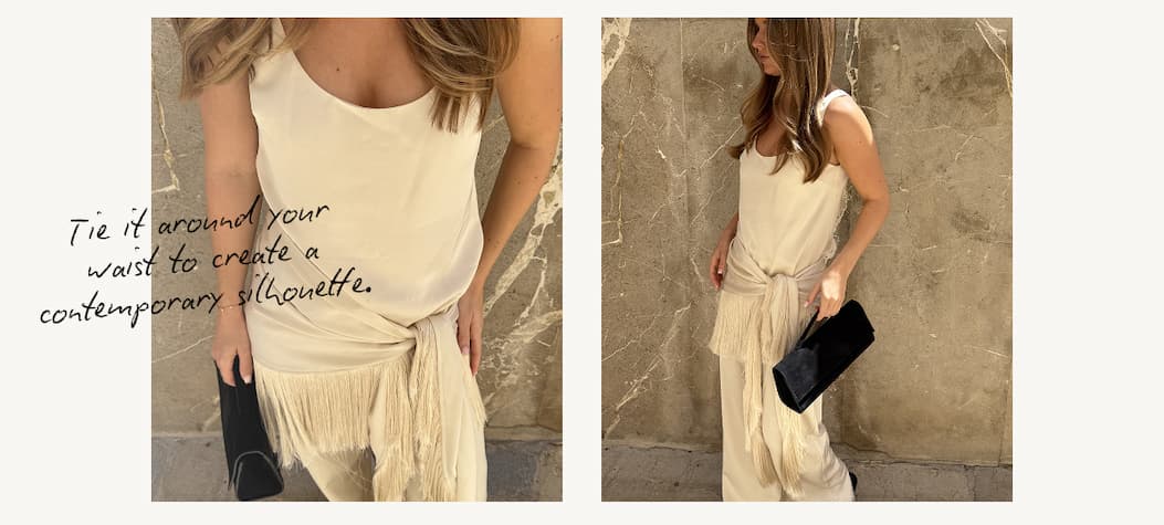 Tie it around your waist to create a contemporary silhouette