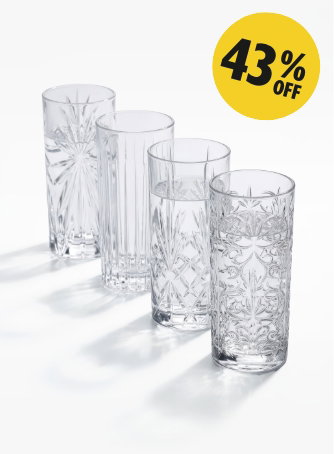 4 Piece Crystal 370ml Mixology Highball Glass Set