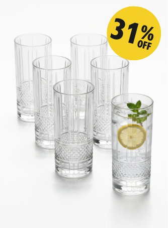 370ml Crystal Highball Glasses - Pack of 6