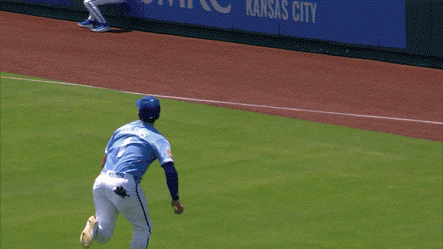 An animated gif of Isaac Collins making a diving catch