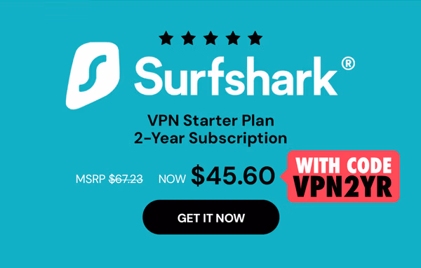 SurfShark VPN Starter Plan: 2-Yr Subscription