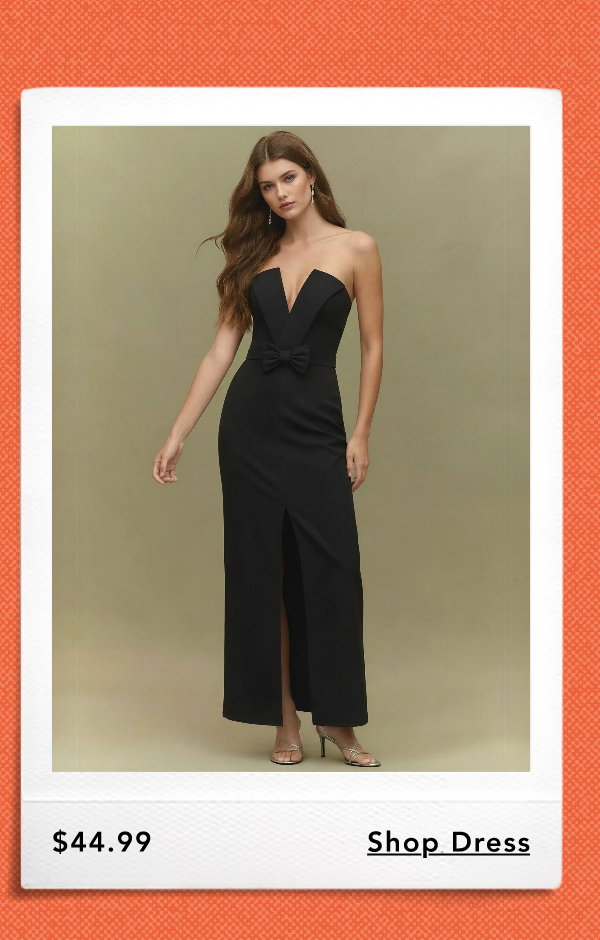 Strapless V Neck Bow Slit Gown