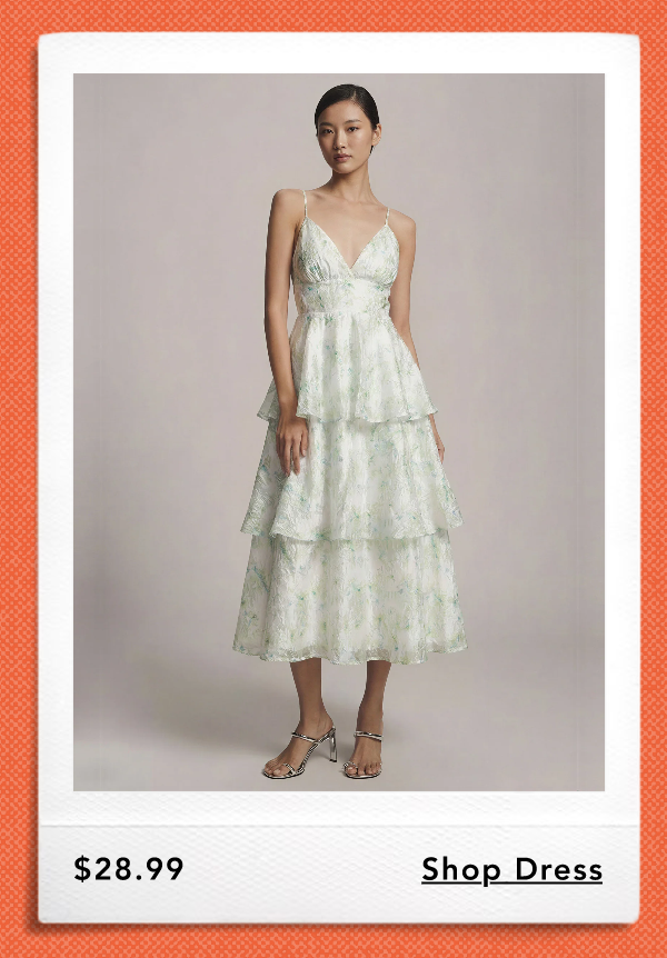 V Neck Floral Tiered Midi Dress