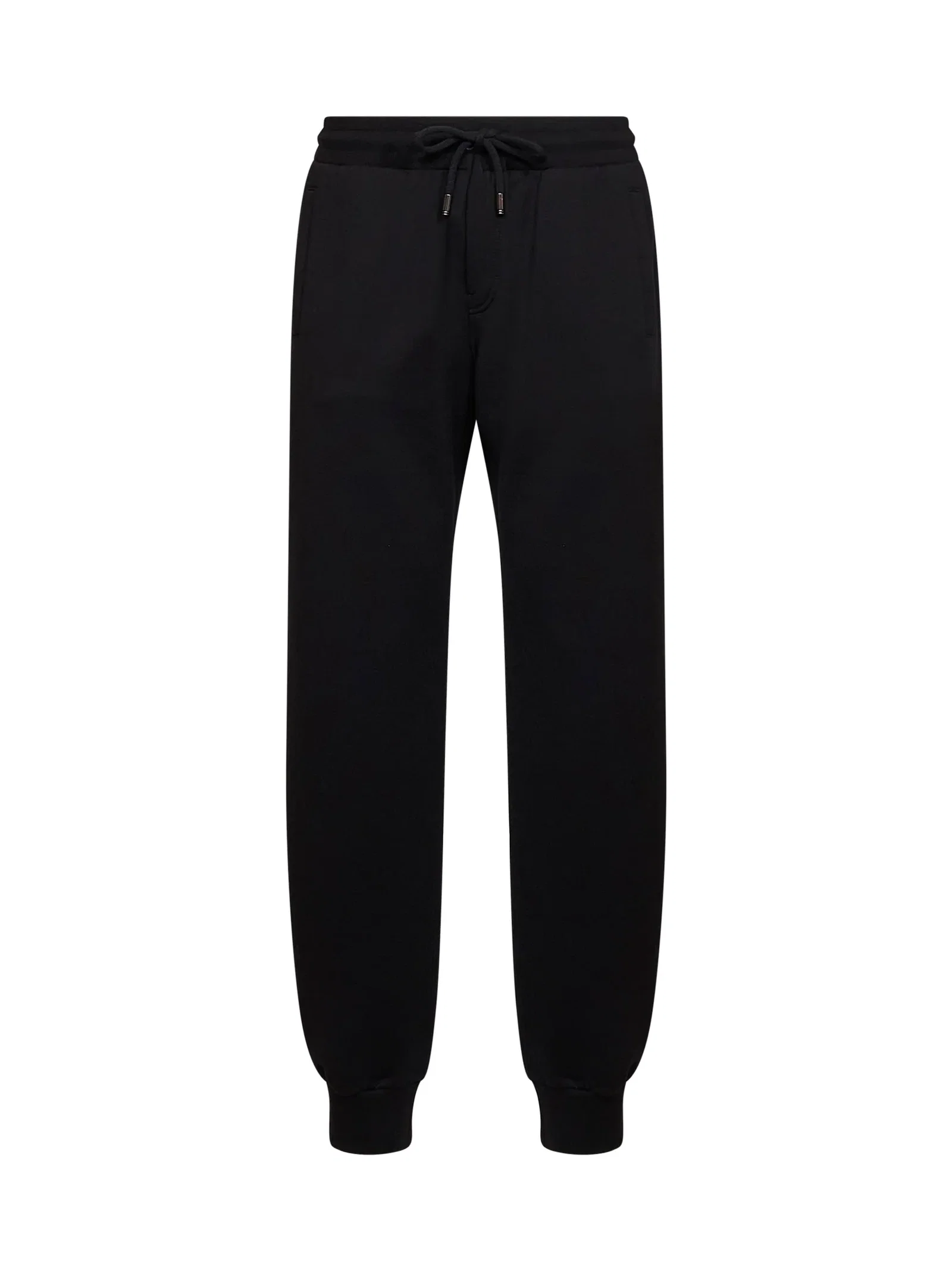 Image of Black cotton fleece embroidered sweatpants