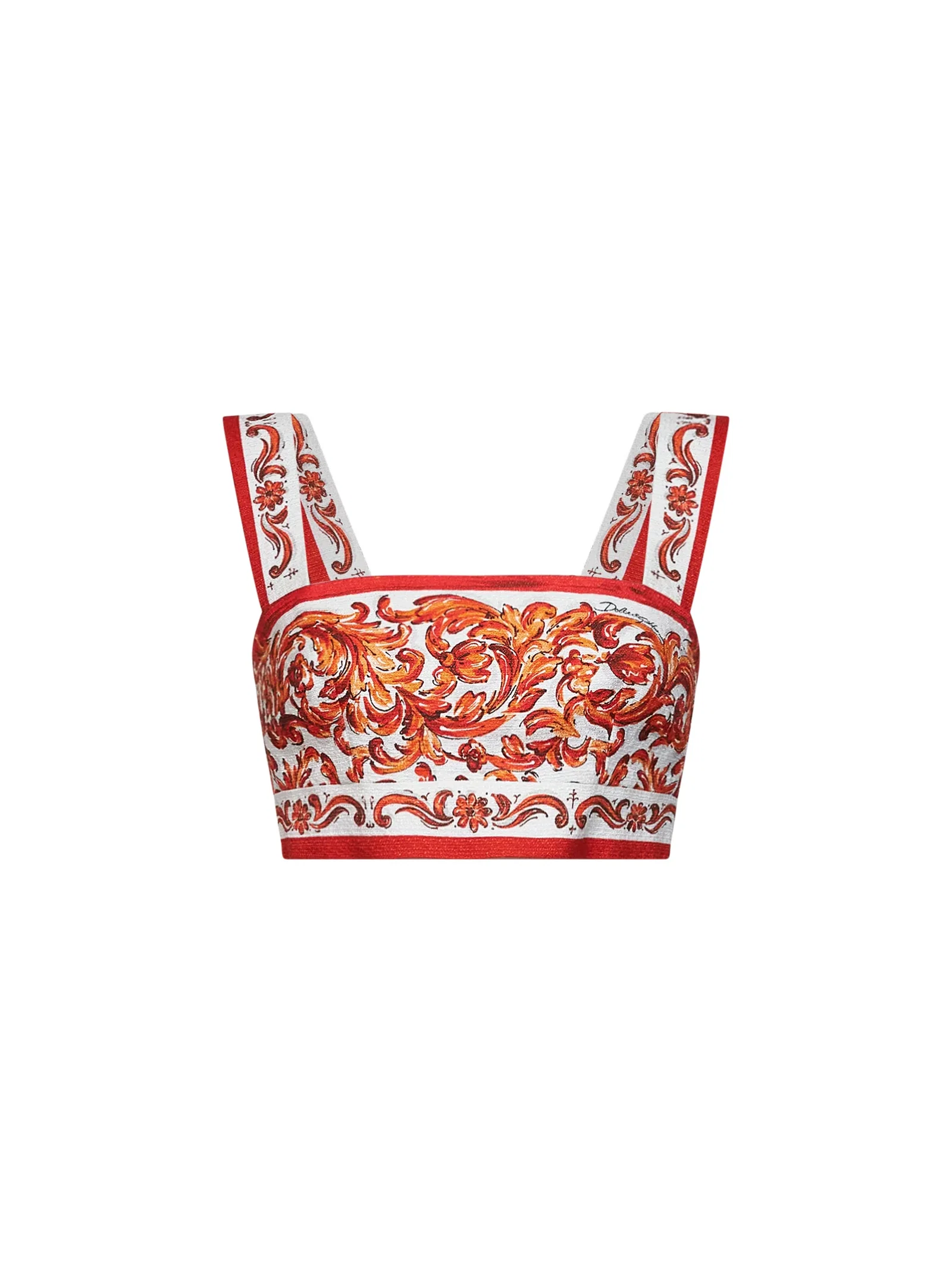 Image of Orange Maiolica-print mat bralette top