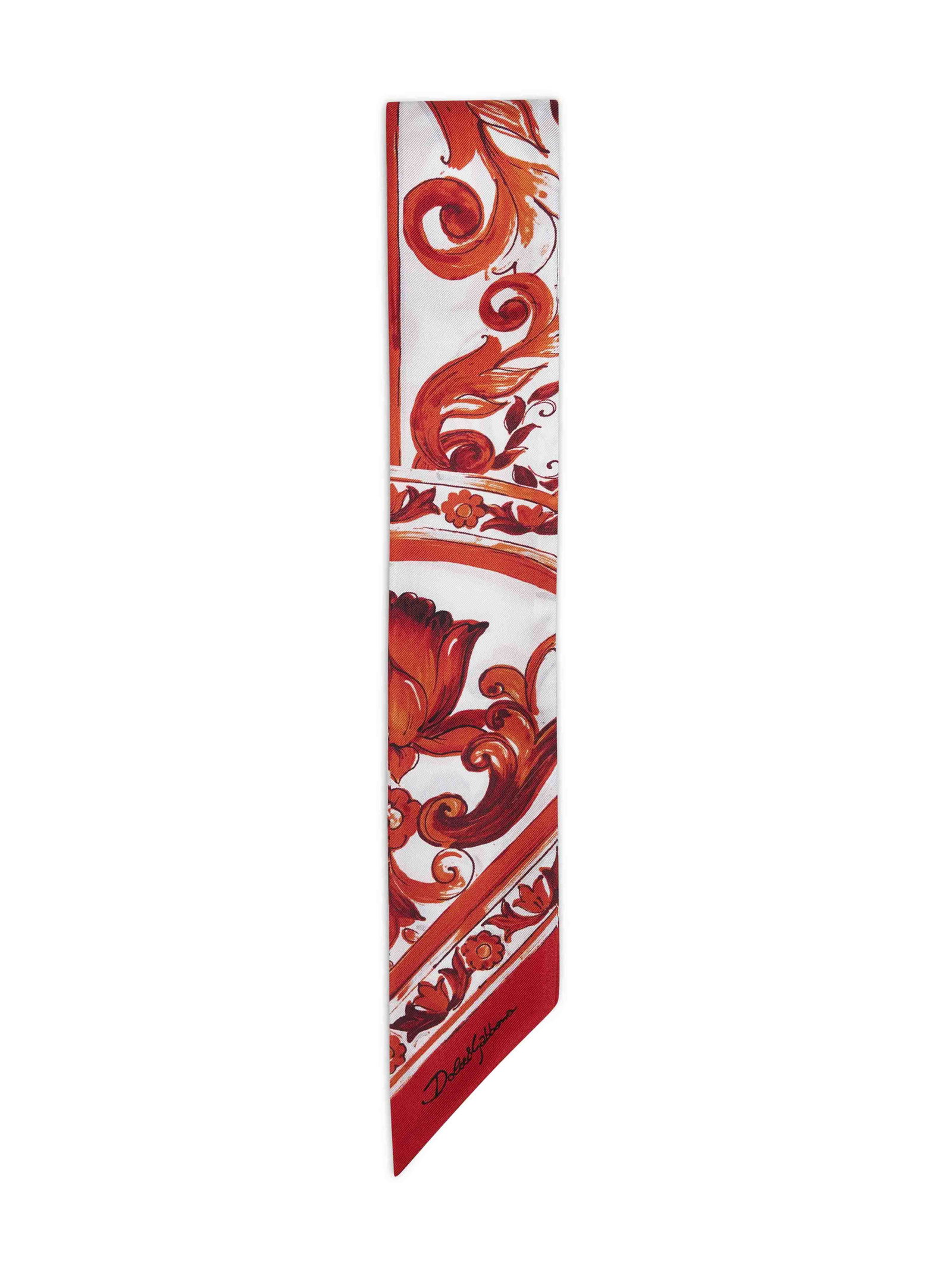 Image of Orange Maiolica-print silk twill bandeau