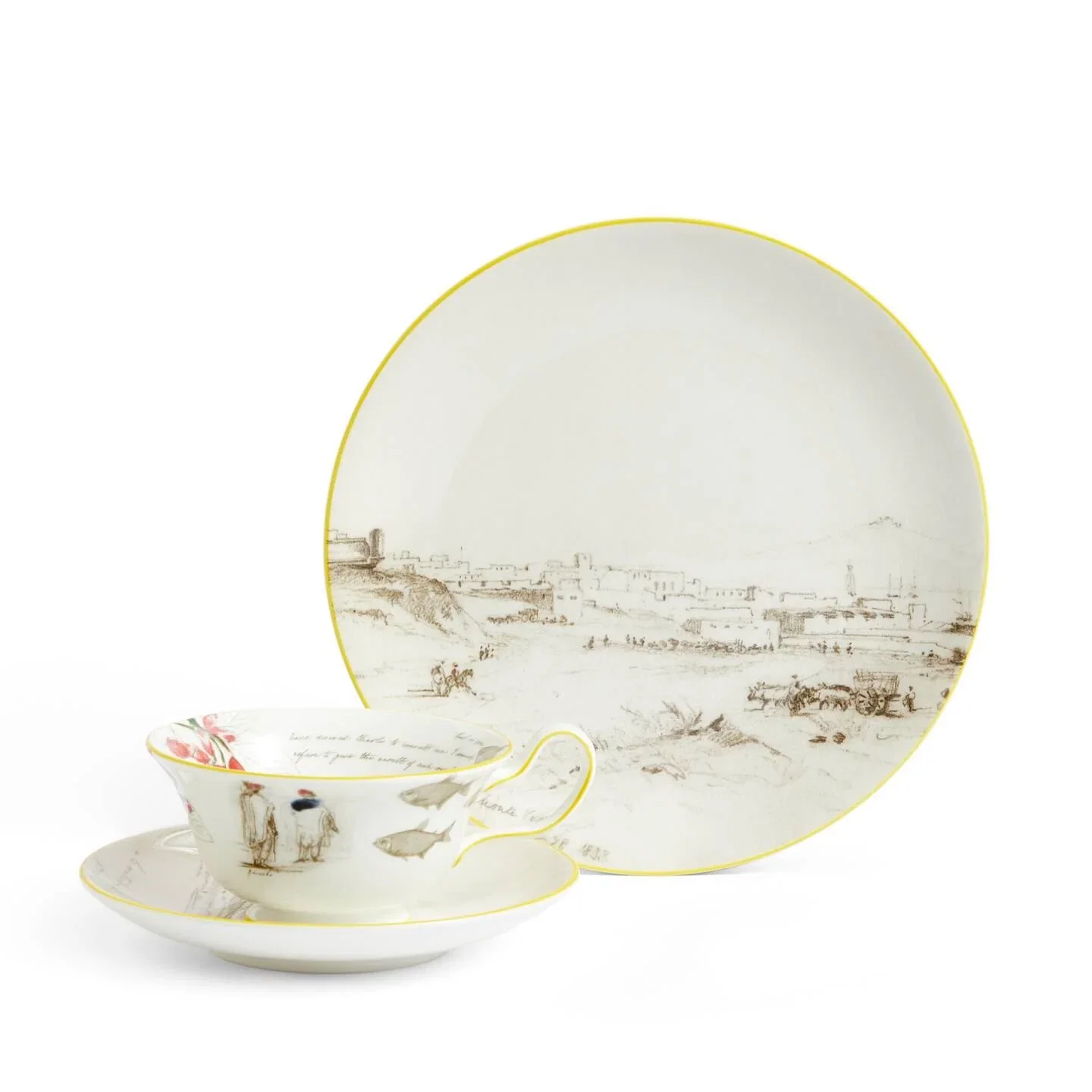 Darwin Voyage of the Beagle Uruguay Teacup Saucer Plate, 3 Pieces