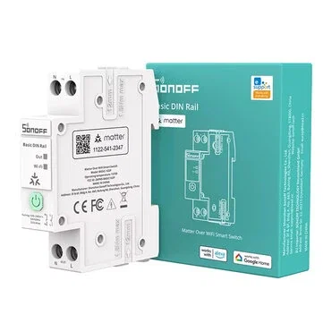 SONOFF BASIC-1GSP Basic DIN Rail Matter Over WiFi Version Load 32A Energy Electricity Bill Tracking APP & Voice Control Matter Compatible Apple Home