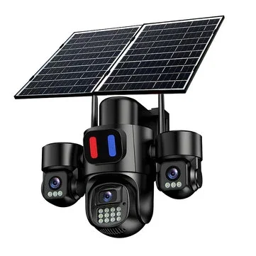 4G 15MP HD Solar Security Camera 5X Electronic Zoom Triple Lens PTZ AI Human Motion Color Night Vision Waterproof Wireless Home Surveillance Camera