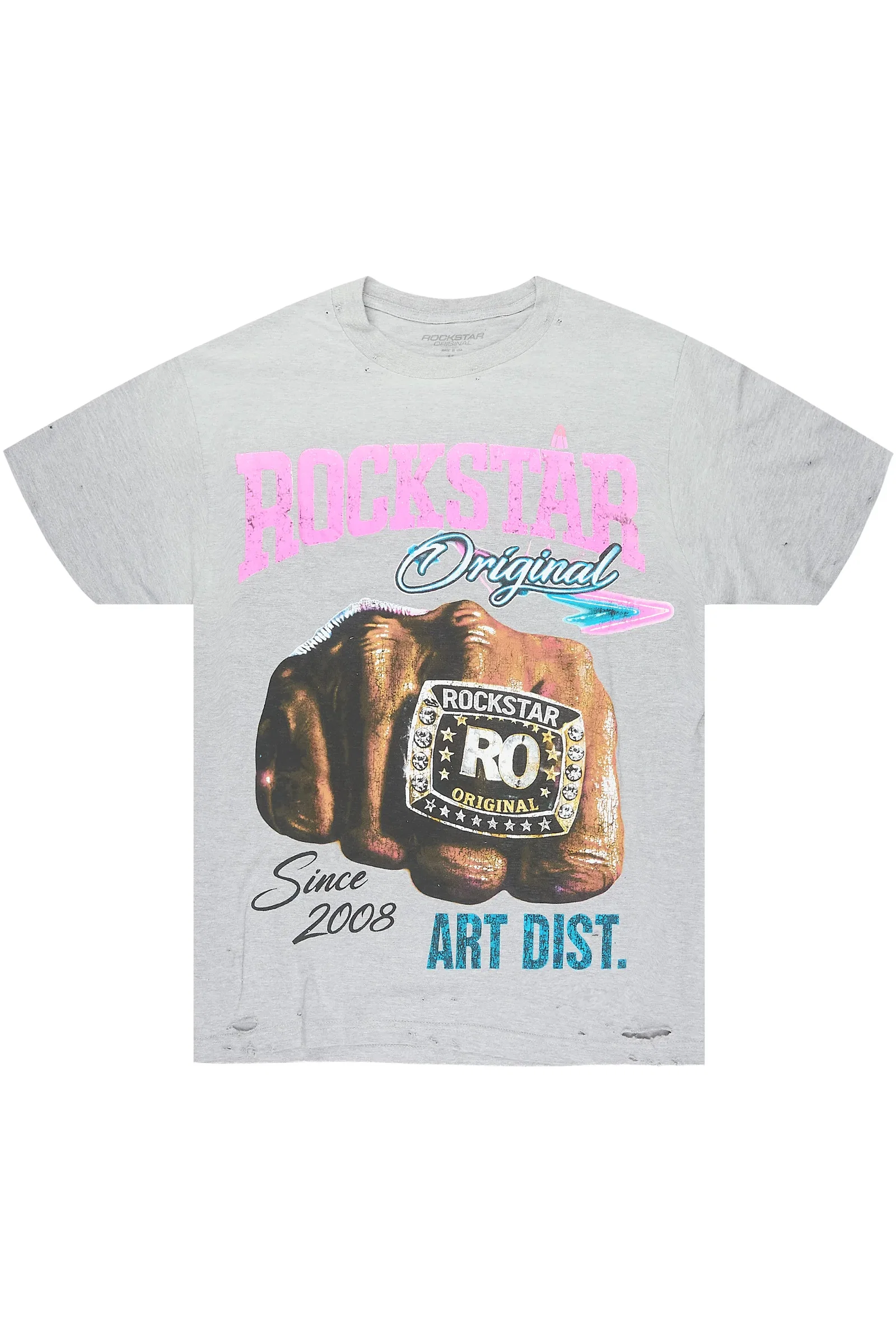 Image of Dewayne Heather Grey Oversized Graphic T-Shirt