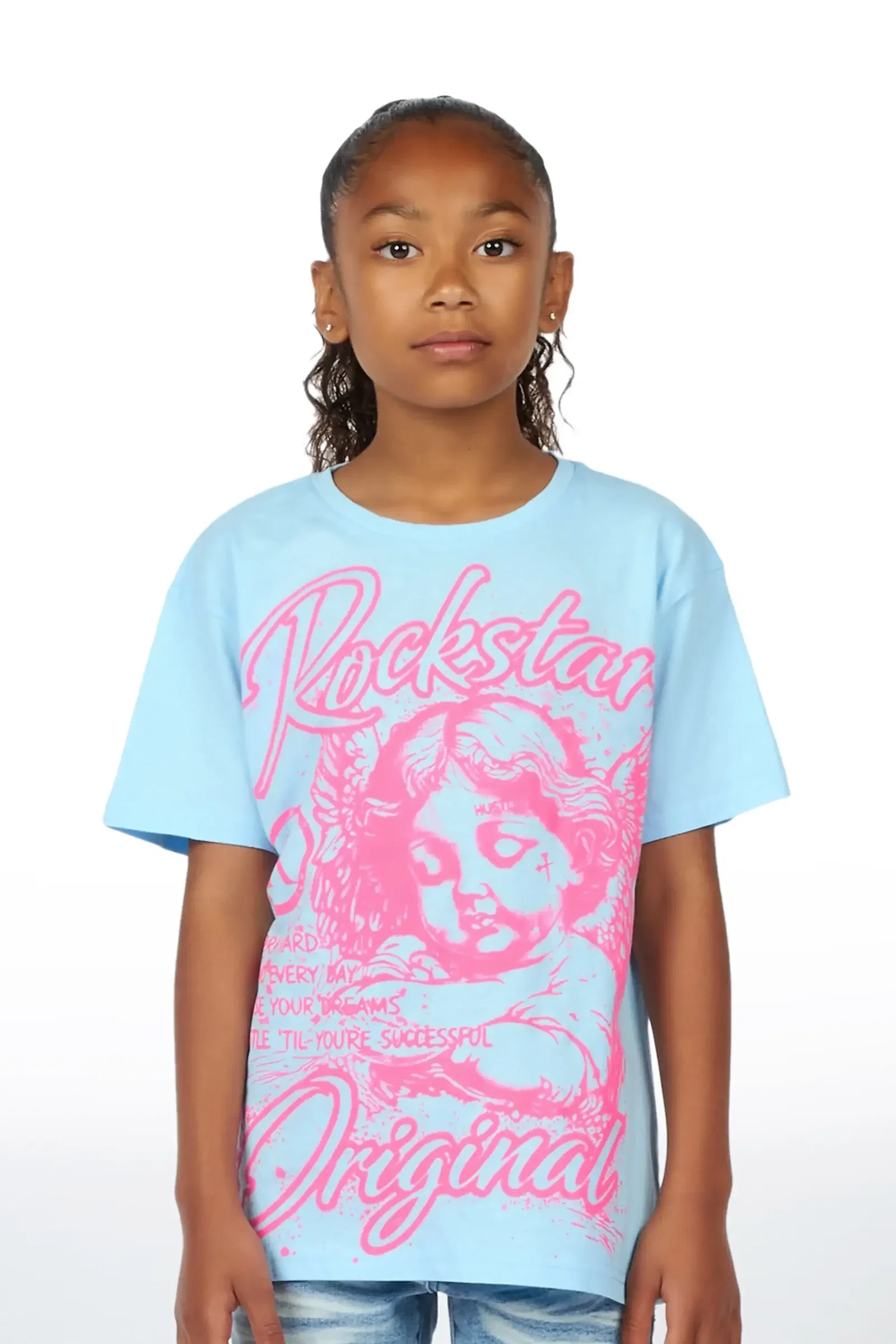 Image of Girls Tyca Light Blue Graphic T-Shirt
