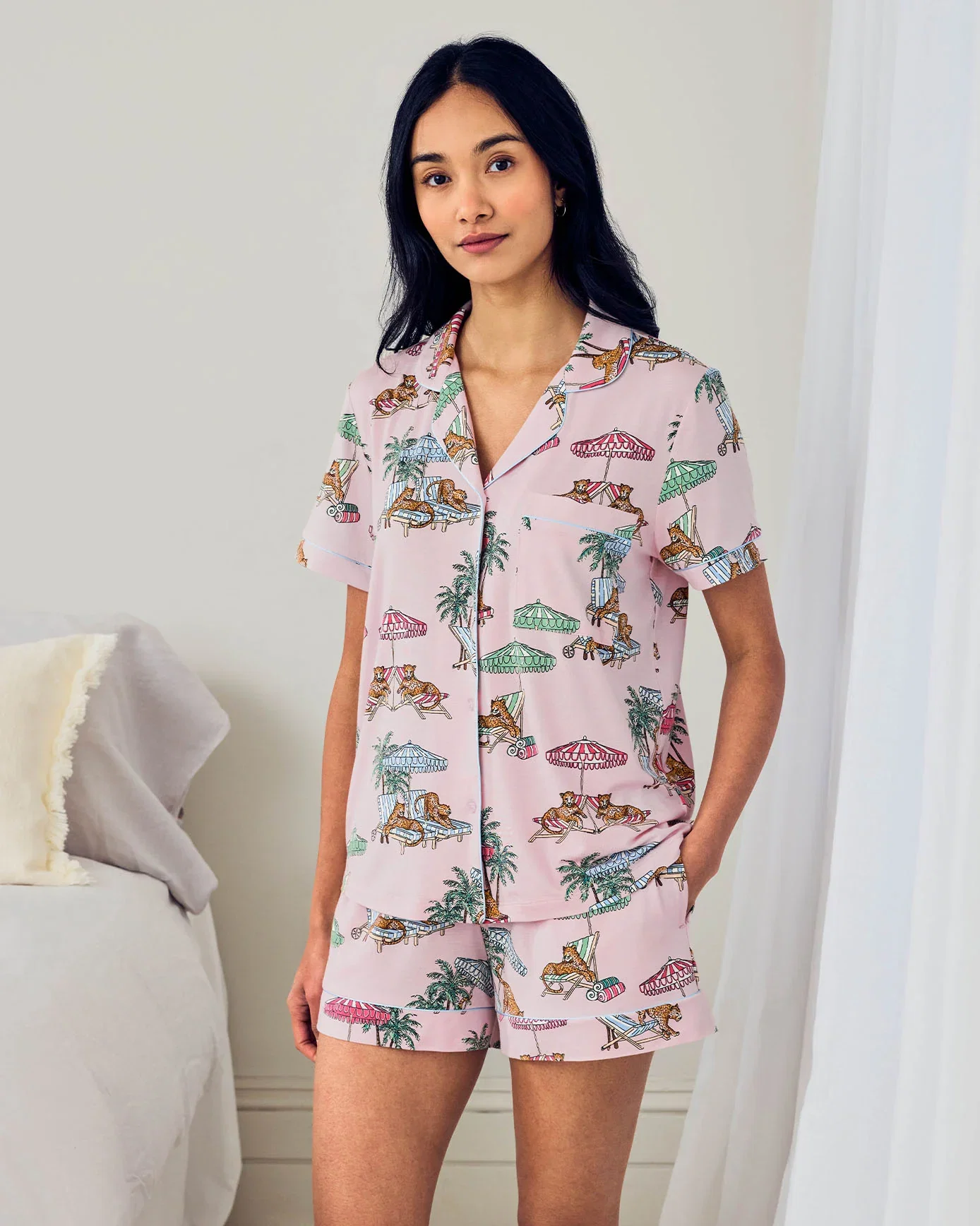 Image of TENCEL™ Modal Lounging Leopards Print Short Pyjama Set