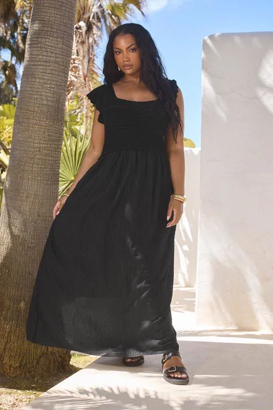 Image of YOURS  GehÃ¤keltes Maxikleid in Schwarz