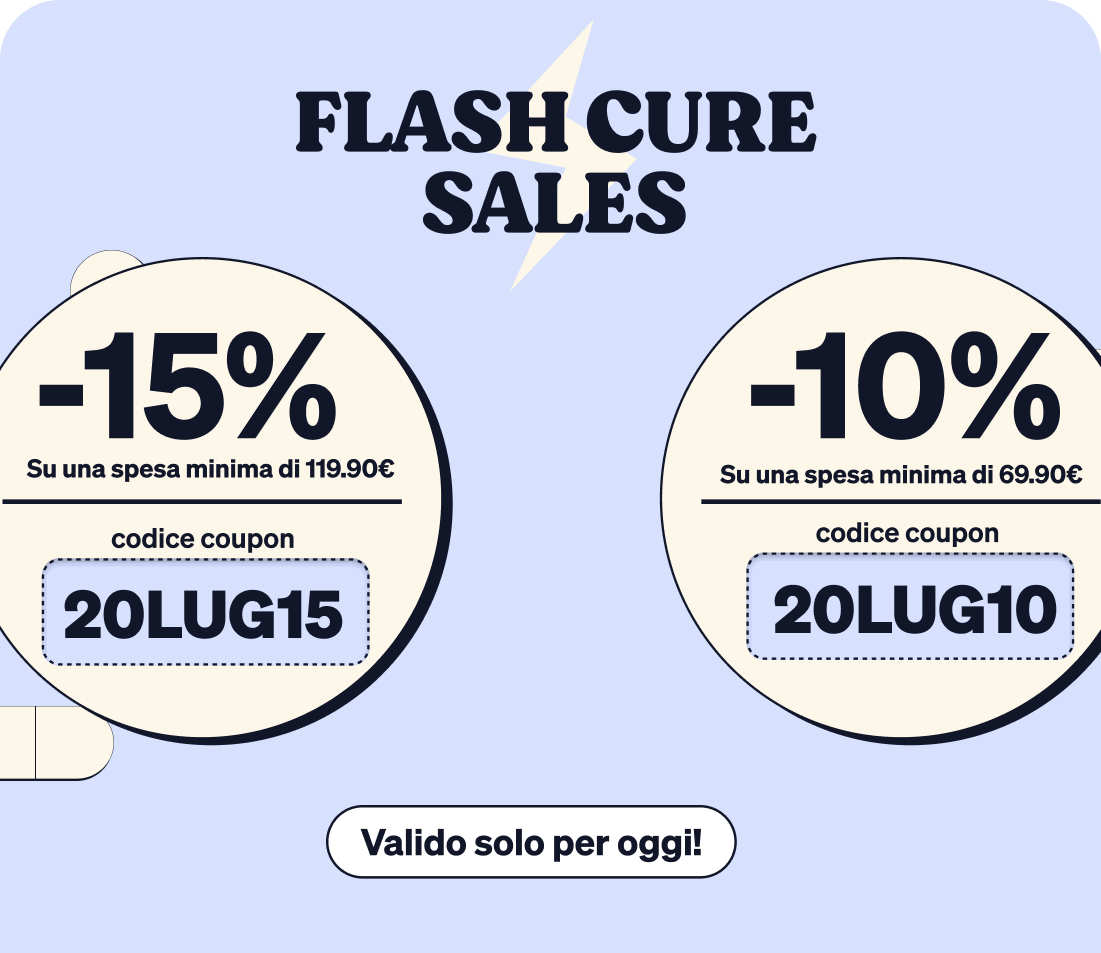 Repeated 'Flash Cure Sales' badges showing -15% and -10% discount coupons (codes 20LUG15, 20LUG10), valid only today