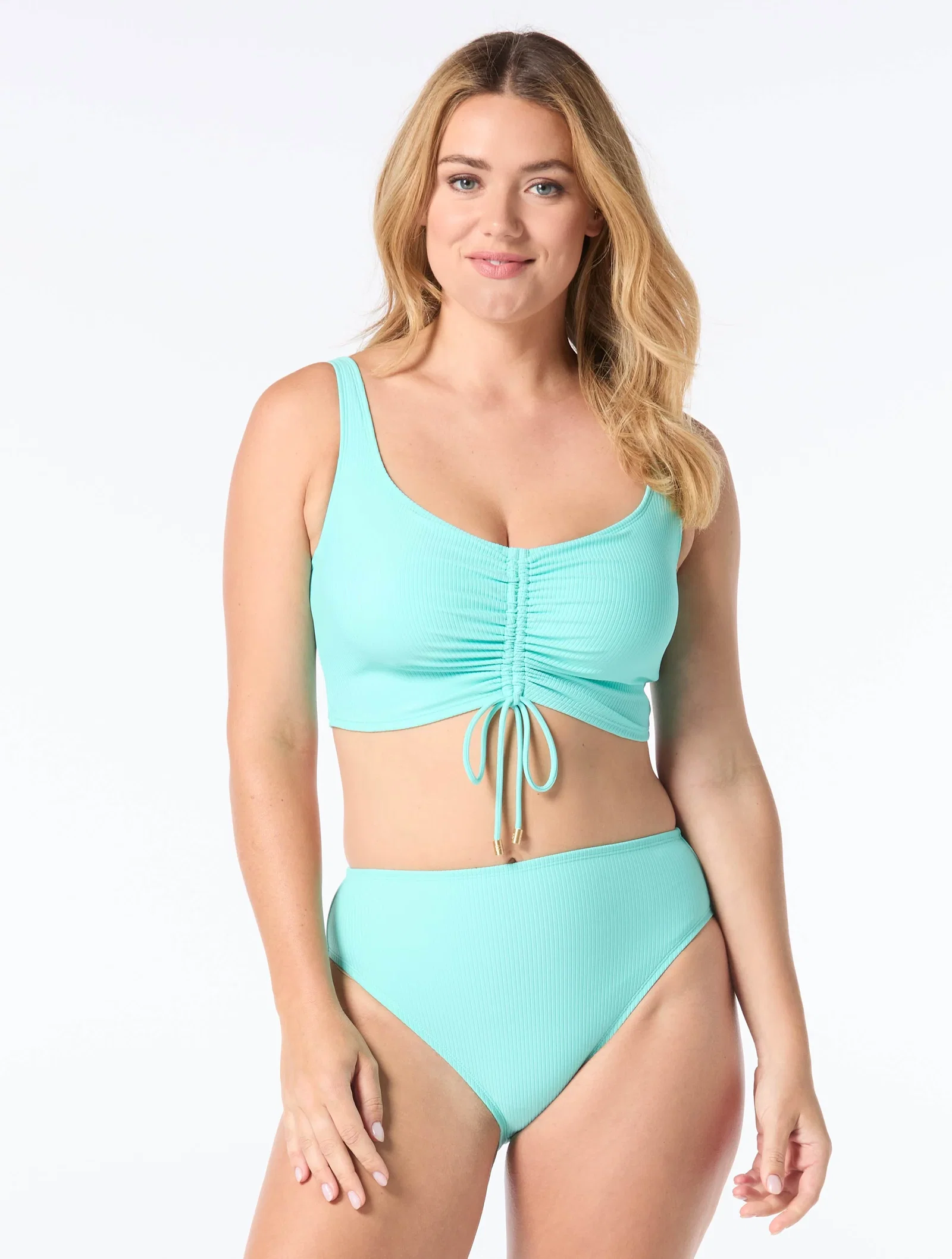Image of Coco Reef Elevate Bra Sized Shirred Underwire Bikini Top - Rib Solids