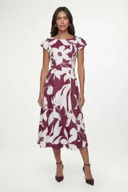 Floral Ottoman Fit & Flare Midi Dress
