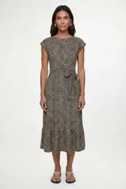 Spot Jersey Belted Midi Dress
