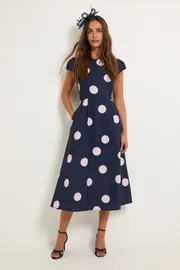 Spot Ottoman Fit & Flare Midi Dress