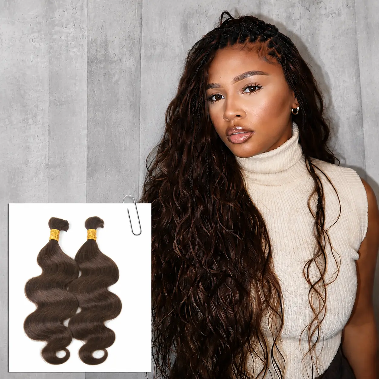 #4 Medium Brown Body Wave Bulk Human Braiding Hair