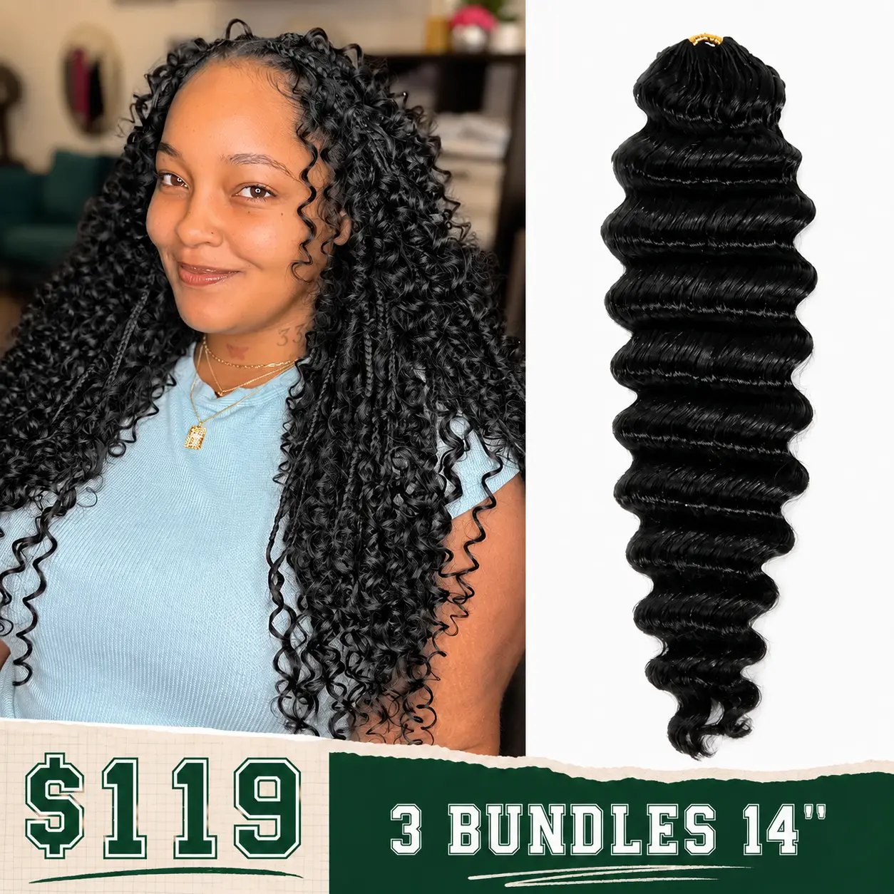Deep Wave Human with Extended Thread for Feed-In Braiding