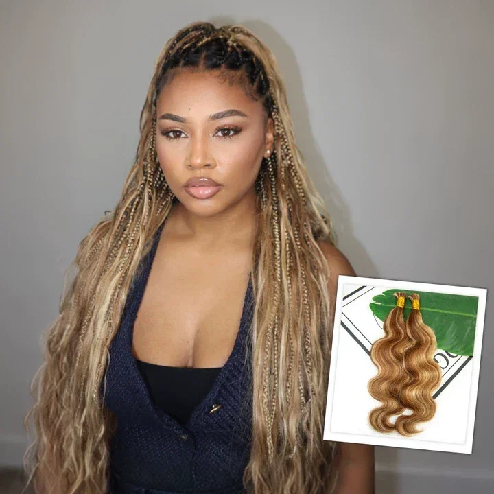 #27/#30/#613 Mix Color Blend Body Wave Bulk Human Braiding Hair
