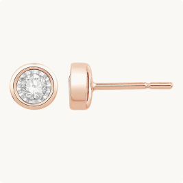 Bezel-Set Diamond 1/10ctw. (HI, I2-3) Solitaire Stud Earrings in 10k Rose Gold