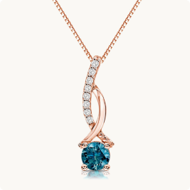 Genuine Blue & White 1/4ctw. Diamond Pendant in 14k Rose Gold