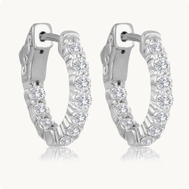 Round Diamond 1ctw. In & Out Hoop Earrings