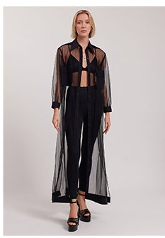 Black Long Length Maxi Dress In A Sheer Net Fabric