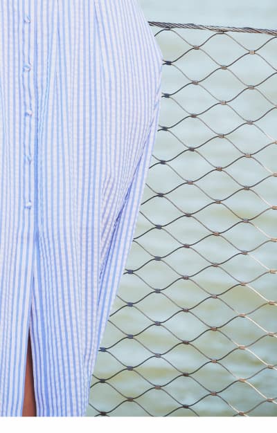 Cap Sleeve Belted Emma Midi Dress In Blue Ivory