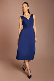 V Neck Sleeveless Bandage Midi Dress
