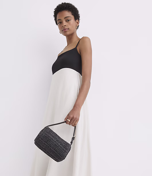 Colorblock Strappy Mixed Media Midi Pocket Dress