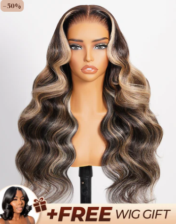 30" = $359 | Arabella 13x6 Three-Go™ Ombre Platinum Blonde Balayage Highlights Glueless Wig Loose Body Wave With Drawstring